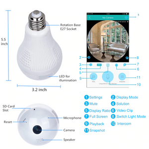 Light Bulb Shape Security Camera with Mobile App