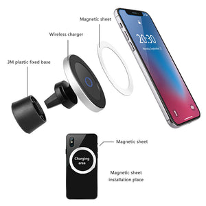 Fast Car Wireless Charger with Magnetic Phone Holder