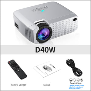 Mini LED projector AUN D40W, Video Beamer for home Cinema. 1600 lumens, HD support, wireless sync screen for iPhone / Android phone