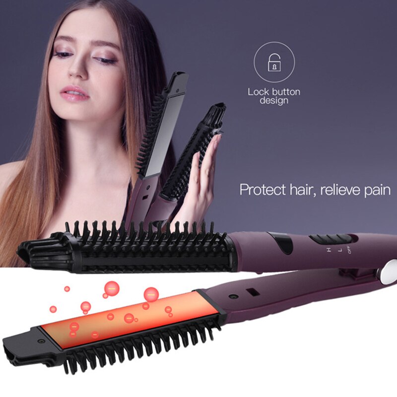 Hair Straightener & Curler Brush Iron