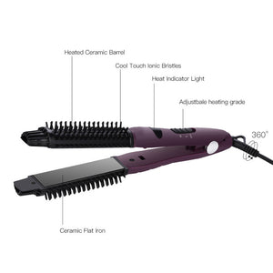 Hair Straightener & Curler Brush Iron